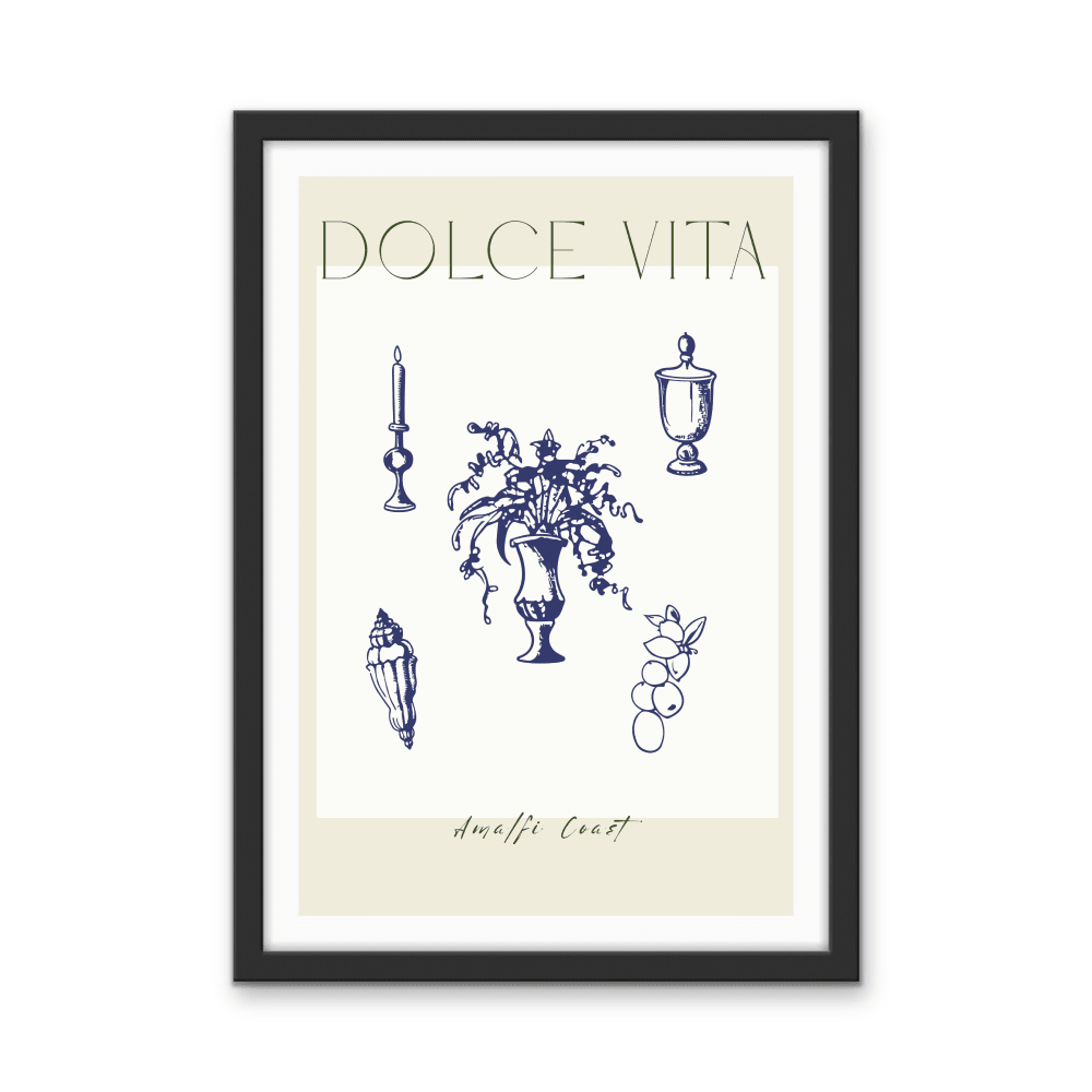Dolce Vita Blue - Vintage Blue Coastal Quote, Stretched Canvas or Wall Art Print - I Heart Wall Art - Poster Print, Canvas Print or Framed Art Print