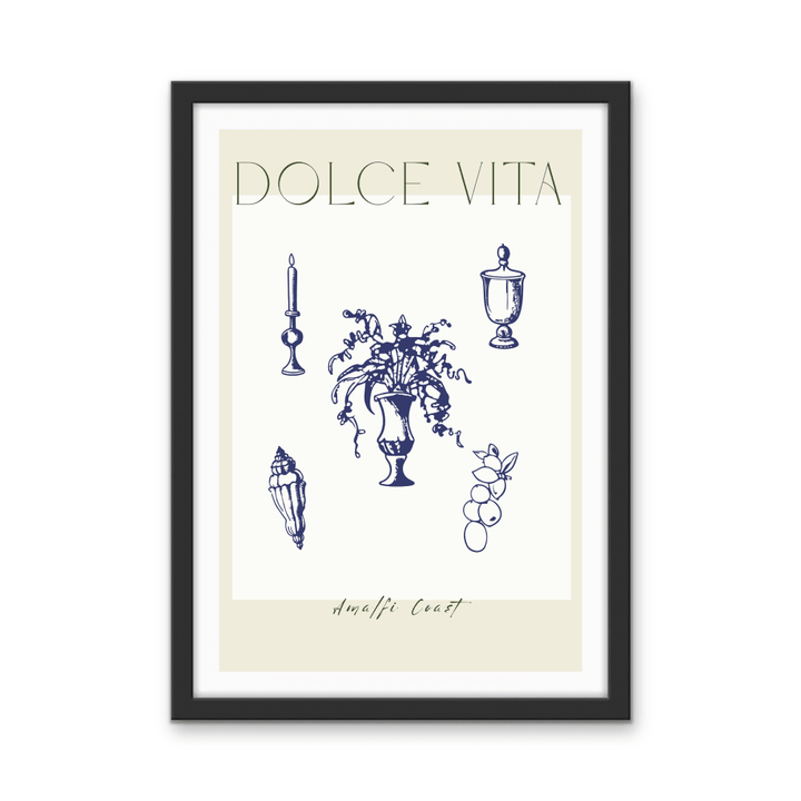 Dolce Vita Blue - Vintage Blue Coastal Quote, Stretched Canvas or Wall Art Print - I Heart Wall Art - Poster Print, Canvas Print or Framed Art Print
