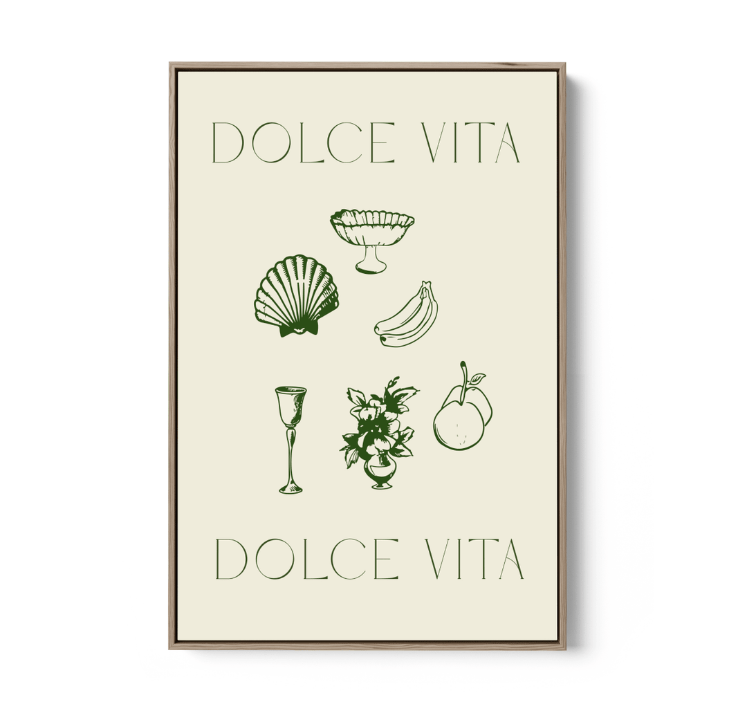 Dolce Vita Green - Green Coastal Quote, Stretched Canvas or Wall Art Print - I Heart Wall Art - Poster Print, Canvas Print or Framed Art Print