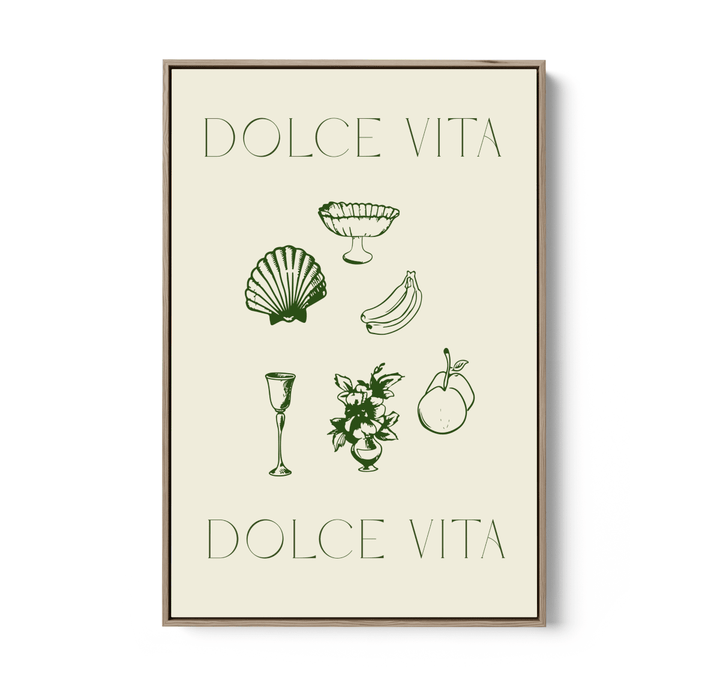 Dolce Vita Green - Green Coastal Quote, Stretched Canvas or Wall Art Print - I Heart Wall Art - Poster Print, Canvas Print or Framed Art Print