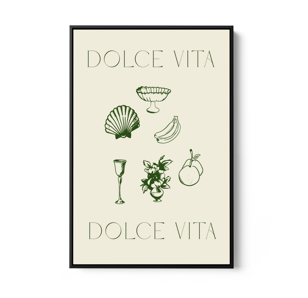 Dolce Vita Green - Green Coastal Quote, Stretched Canvas or Wall Art Print - I Heart Wall Art - Poster Print, Canvas Print or Framed Art Print