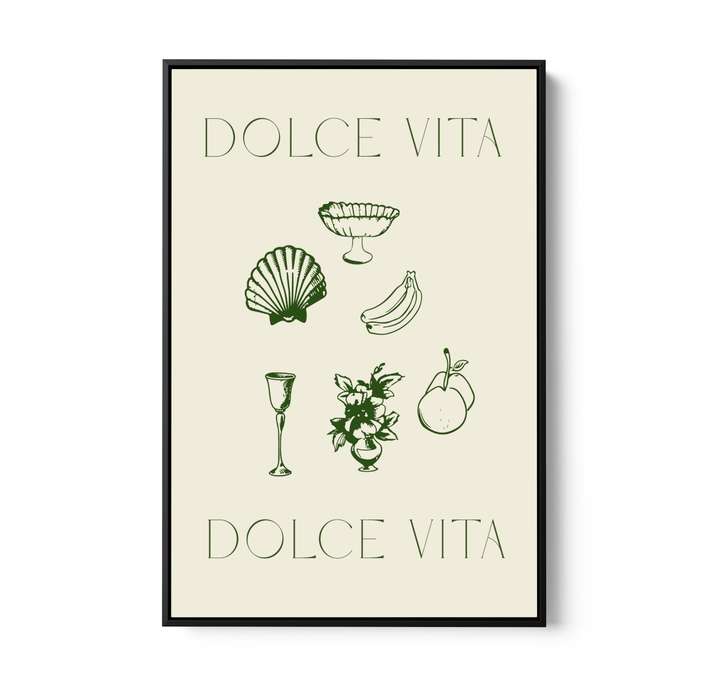 Dolce Vita Green - Green Coastal Quote, Stretched Canvas or Wall Art Print - I Heart Wall Art - Poster Print, Canvas Print or Framed Art Print