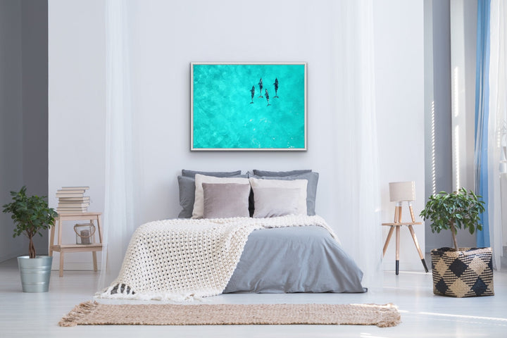 Dolphins - Beach Coastal Art Print Stretched Canvas Wall Art - I Heart Wall Art
