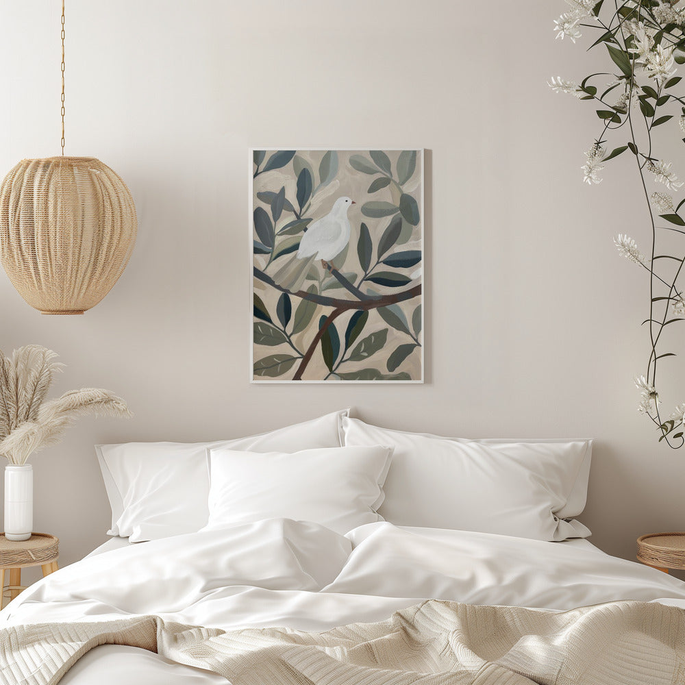 Dove In Tree - Stretched Canvas, Poster or Fine Art Print I Heart Wall Art