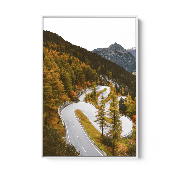 Down that Autumn Road - Illustrative Road Landscape, Stretched Canvas or Wall Art Print - I Heart Wall Art - Poster Print, Canvas Print or Framed Art Print
