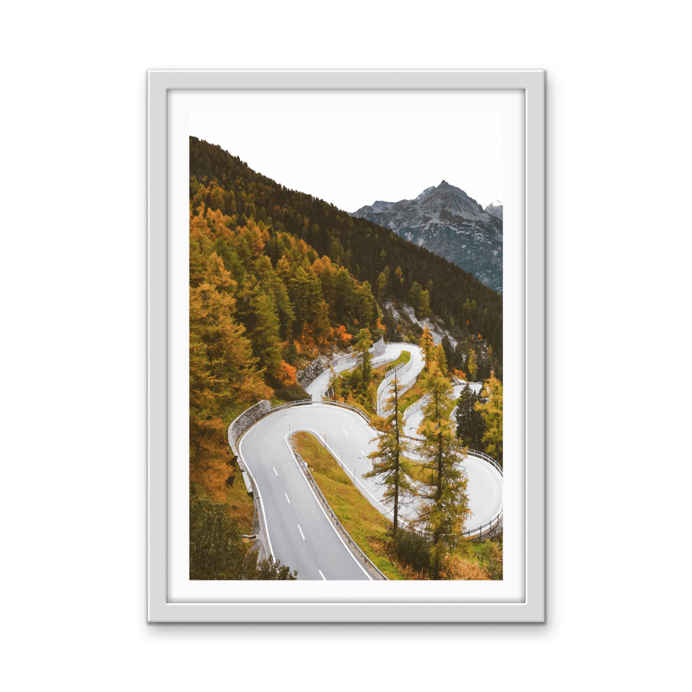 Down that Autumn Road - Illustrative Road Landscape, Stretched Canvas or Wall Art Print - I Heart Wall Art - Poster Print, Canvas Print or Framed Art Print