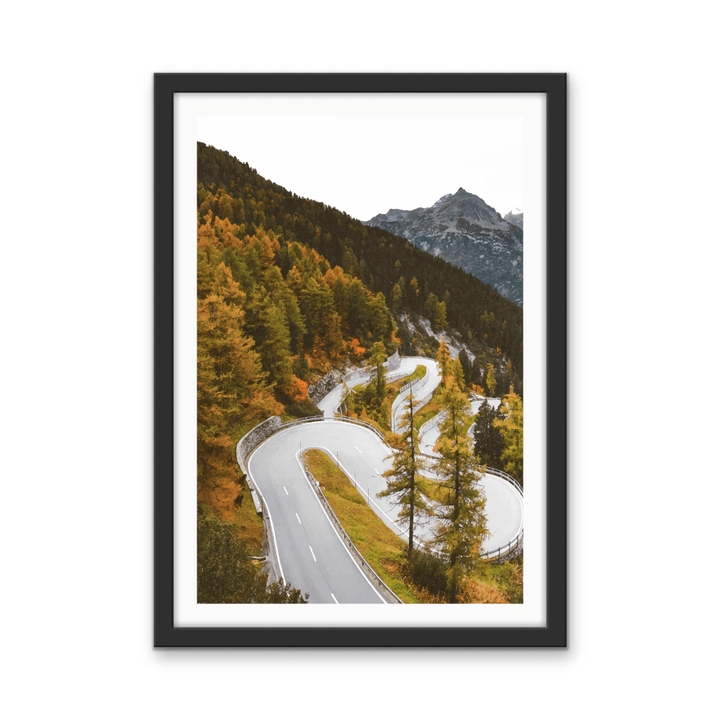 Down that Autumn Road - Illustrative Road Landscape, Stretched Canvas or Wall Art Print - I Heart Wall Art - Poster Print, Canvas Print or Framed Art Print