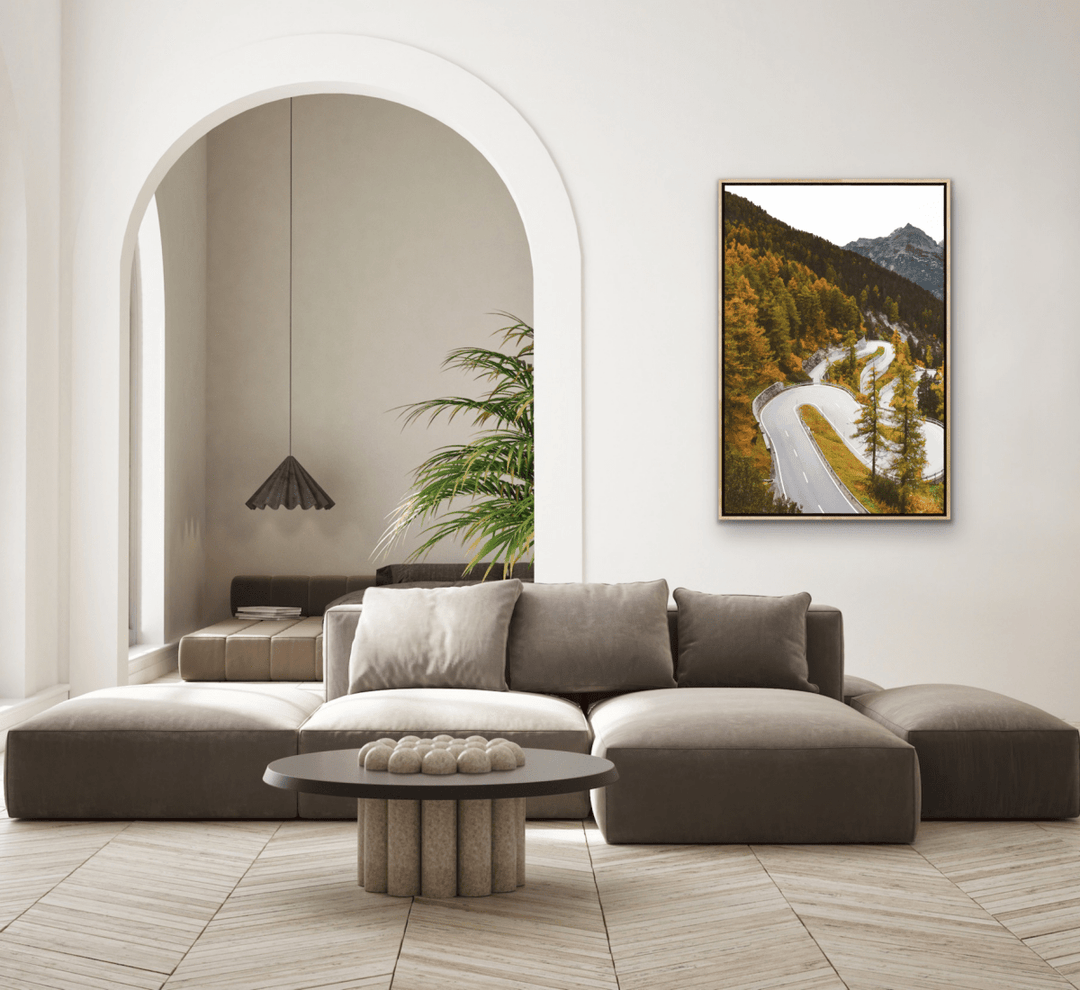 Down that Autumn Road - Illustrative Road Landscape, Stretched Canvas or Wall Art Print - I Heart Wall Art - Poster Print, Canvas Print or Framed Art Print