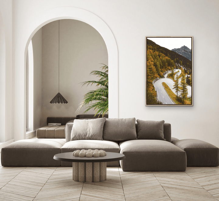 Down that Autumn Road - Illustrative Road Landscape, Stretched Canvas or Wall Art Print - I Heart Wall Art - Poster Print, Canvas Print or Framed Art Print