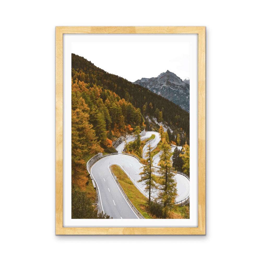 Down that Autumn Road - Illustrative Road Landscape, Stretched Canvas or Wall Art Print - I Heart Wall Art - Poster Print, Canvas Print or Framed Art Print