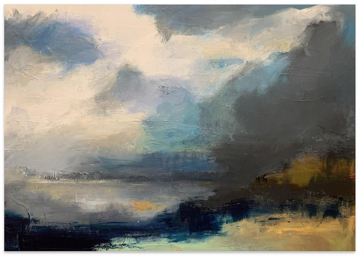 Dramatic Cloudy Sky Over a Serene Seascape - Stretched Canvas, Poster or Fine Art Print - I Heart Wall Art - Poster Print, Canvas Print or Framed Art Print