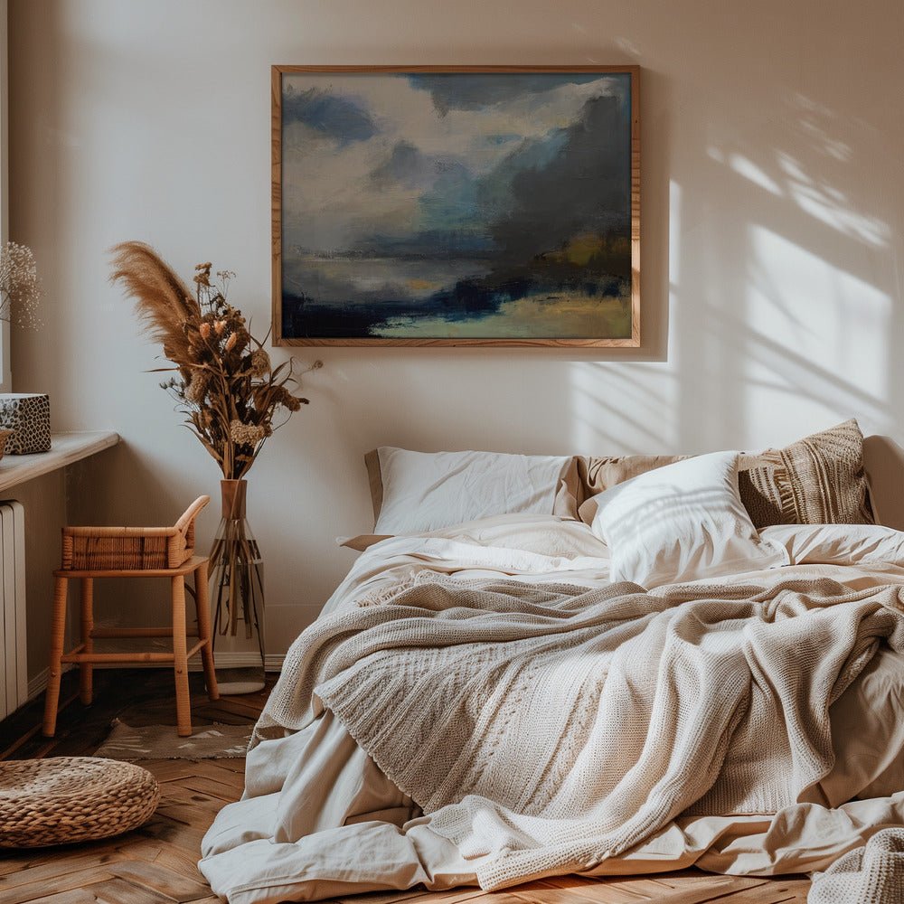 Dramatic Cloudy Sky Over a Serene Seascape - Stretched Canvas, Poster or Fine Art Print - I Heart Wall Art - Poster Print, Canvas Print or Framed Art Print