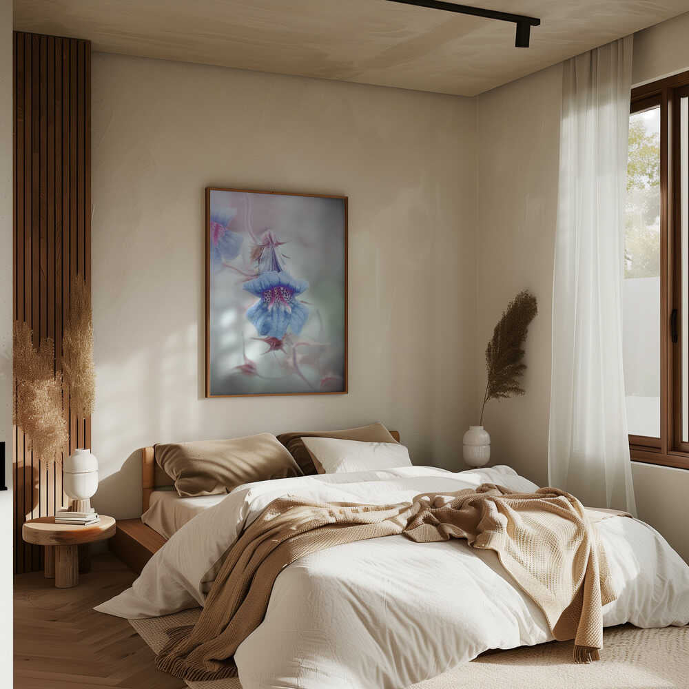 Dreamy Blue Bloom - Stretched Canvas Poster or Fine Art Print