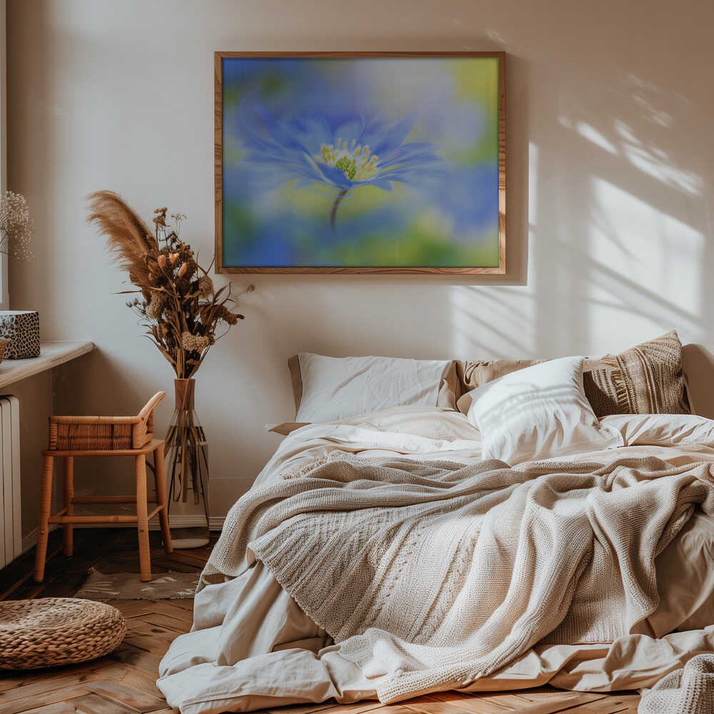 Dreamy Blue Blossom - Floral Photographic Stretched Canvas Poster or Fine Art Print