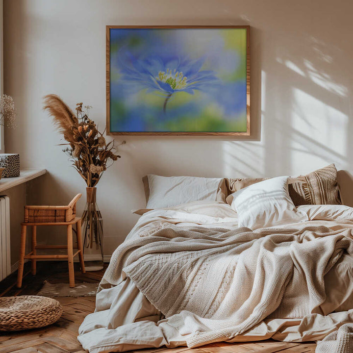 Dreamy Blue Blossom - Floral Photographic Stretched Canvas Poster or Fine Art Print