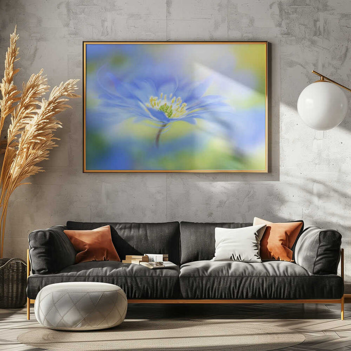 Dreamy Blue Blossom - Floral Photographic Stretched Canvas Poster or Fine Art Print