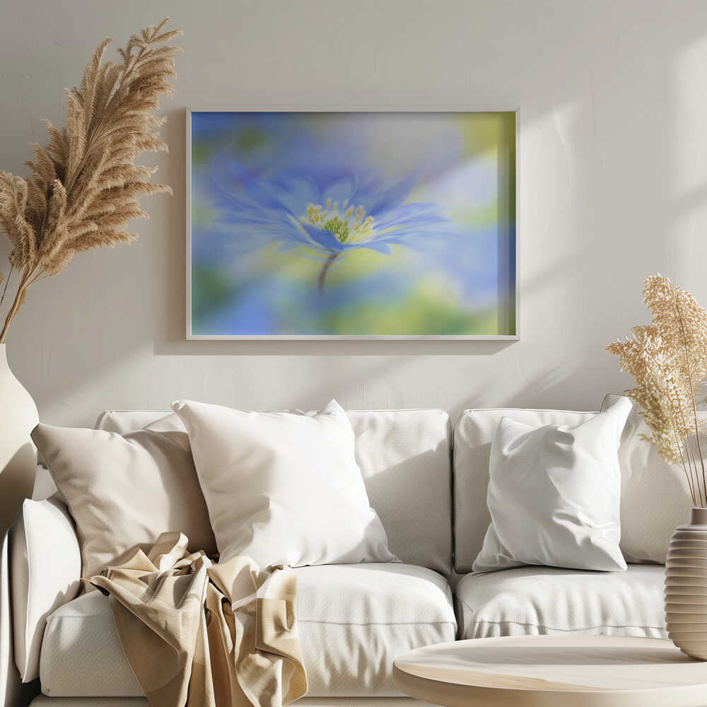 Dreamy Blue Blossom - Floral Photographic Stretched Canvas Poster or Fine Art Print