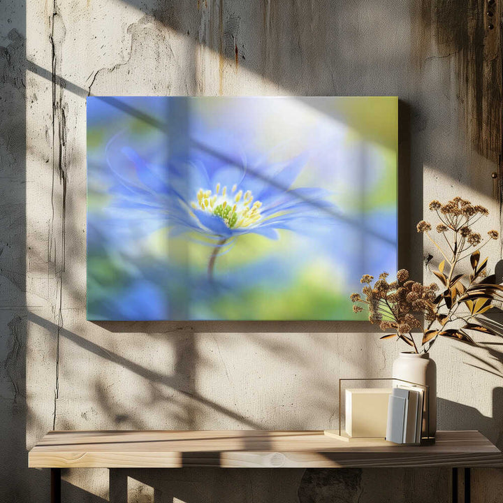 Dreamy Blue Blossom - Floral Photographic Stretched Canvas Poster or Fine Art Print