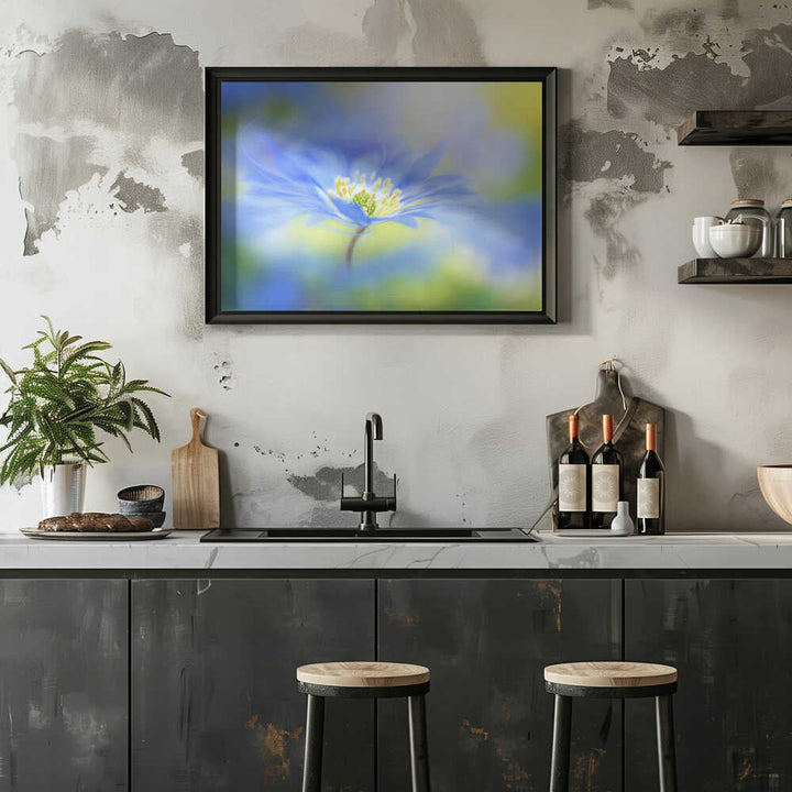 Dreamy Blue Blossom - Floral Photographic Stretched Canvas Poster or Fine Art Print