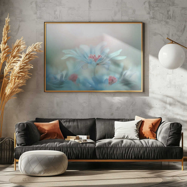 Dreamy Blue Blossoms - Stretched Canvas Poster or Fine Art Print