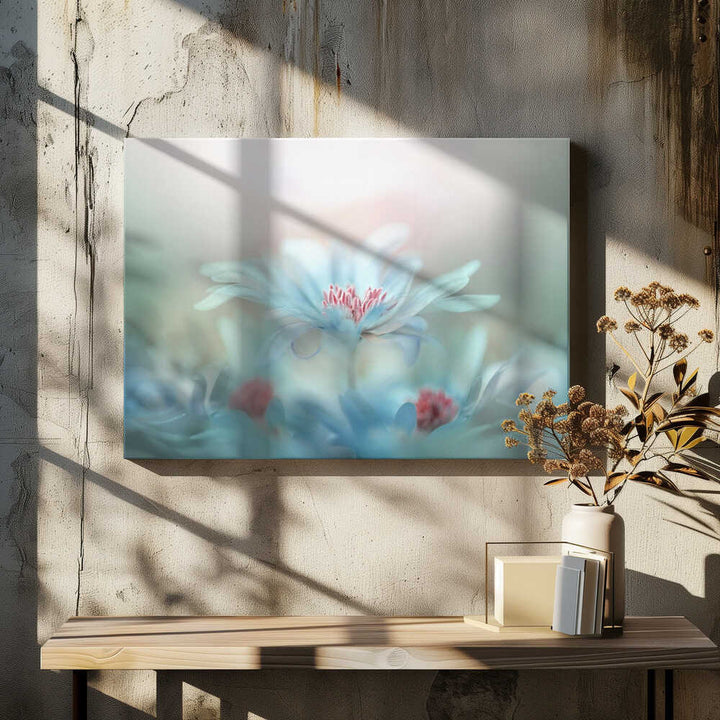 Dreamy Blue Blossoms - Stretched Canvas Poster or Fine Art Print