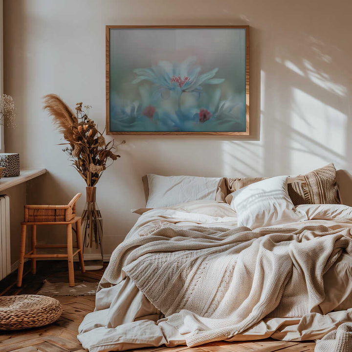 Dreamy Blue Blossoms - Stretched Canvas Poster or Fine Art Print