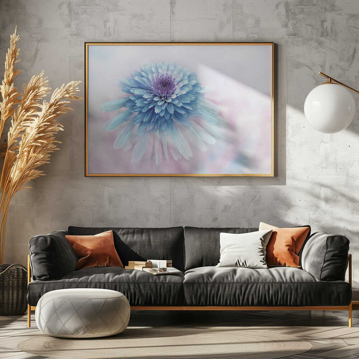 Dreamy Blue Flower - Floral Photographic Stretched Canvas Poster or Fine Art Print