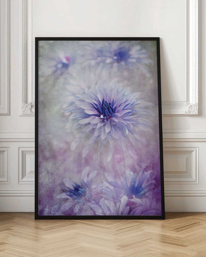 Dreamy Blue Flowers - Floral Photographic Stretched Canvas Poster or Fine Art Print