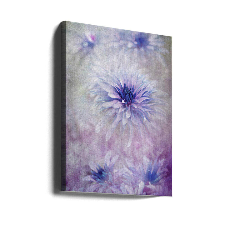Dreamy Blue Flowers - Floral Photographic Stretched Canvas Poster or Fine Art Print
