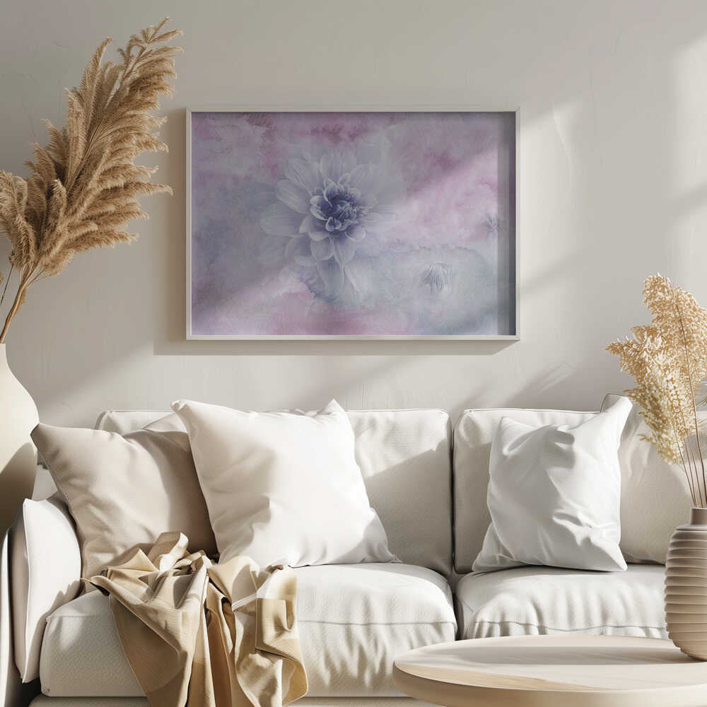 Dreamy Dahlia Blossom - Floral Photographic Stretched Canvas Poster or Fine Art Print