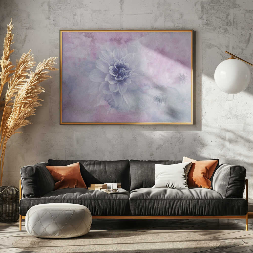 Dreamy Dahlia Blossom - Floral Photographic Stretched Canvas Poster or Fine Art Print
