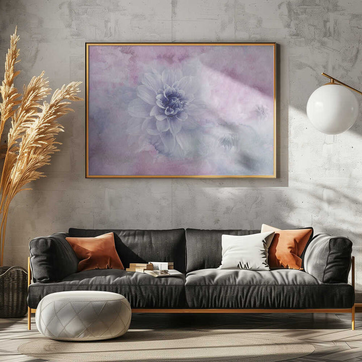 Dreamy Dahlia Blossom - Floral Photographic Stretched Canvas Poster or Fine Art Print