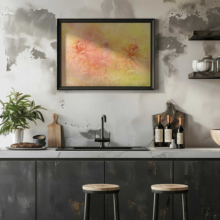 Dreamy Dahlia Garden - Floral Photographic Stretched Canvas Poster or Fine Art Print
