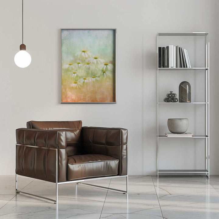 Dreamy Daisy Field - Floral Photographic Stretched Canvas Poster or Fine Art Print