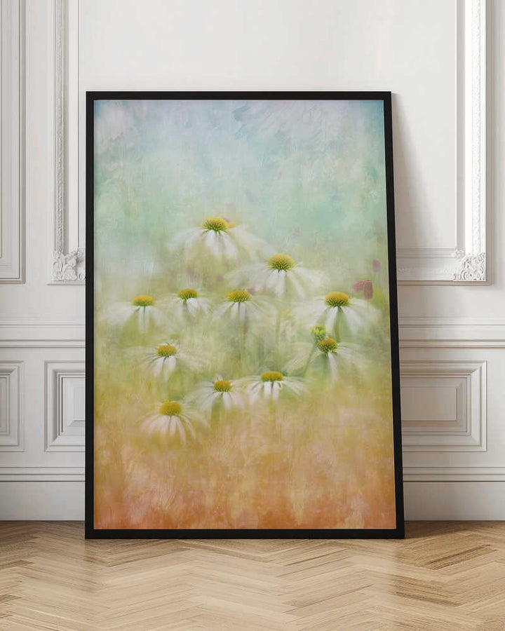 Dreamy Daisy Field - Floral Photographic Stretched Canvas Poster or Fine Art Print