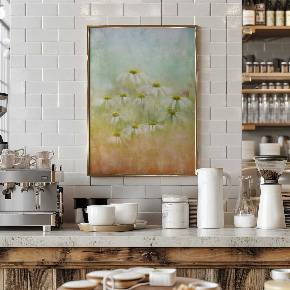 Dreamy Daisy Field - Floral Photographic Stretched Canvas Poster or Fine Art Print