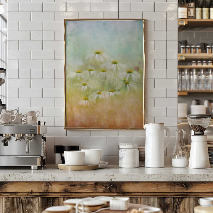 Dreamy Daisy Field - Floral Photographic Stretched Canvas Poster or Fine Art Print