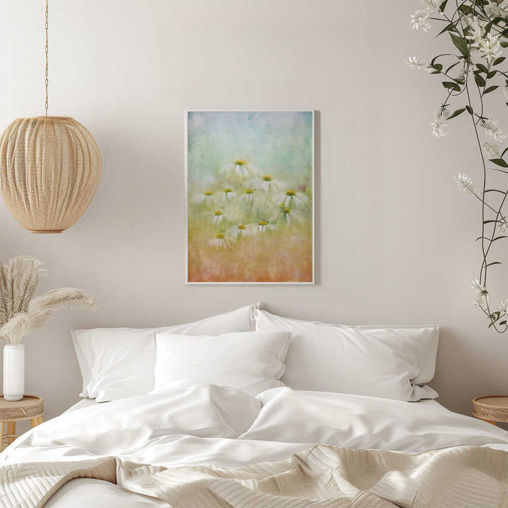 Dreamy Daisy Field - Floral Photographic Stretched Canvas Poster or Fine Art Print