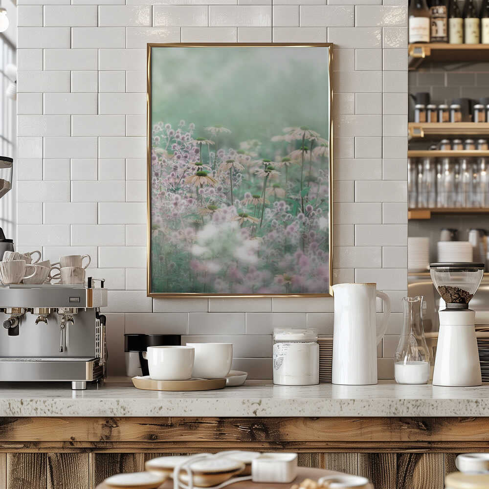 Dreamy Pastel Flowers - Floral Photographic Stretched Canvas Poster or Fine Art Print