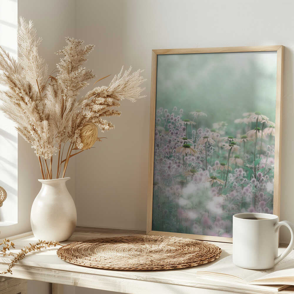 Dreamy Pastel Flowers - Floral Photographic Stretched Canvas Poster or Fine Art Print