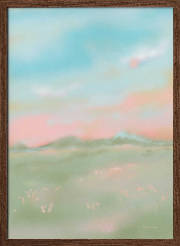 Dreamy Pastel Meadow - Stretched Canvas Poster or Fine Art Print
