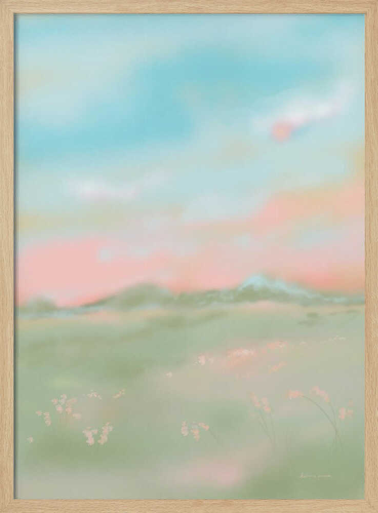 Dreamy Pastel Meadow - Stretched Canvas Poster or Fine Art Print