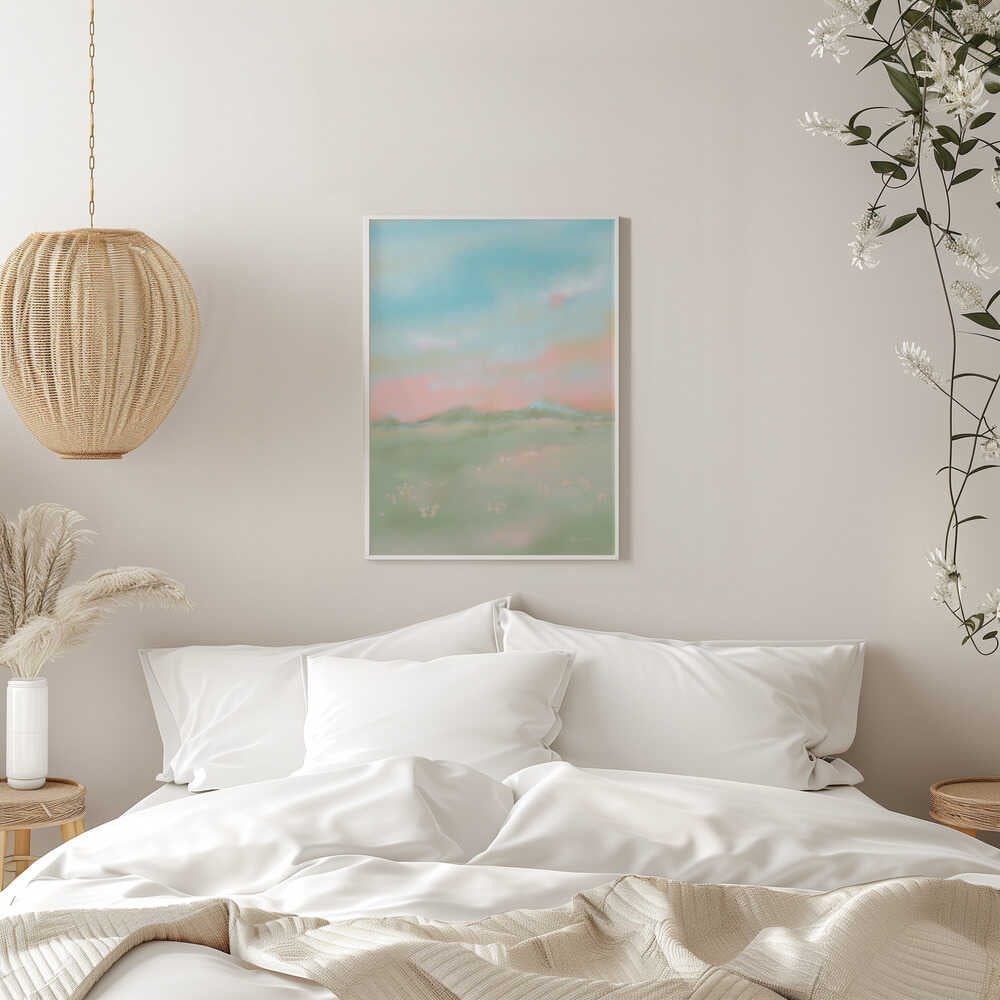 Dreamy Pastel Meadow - Stretched Canvas Poster or Fine Art Print