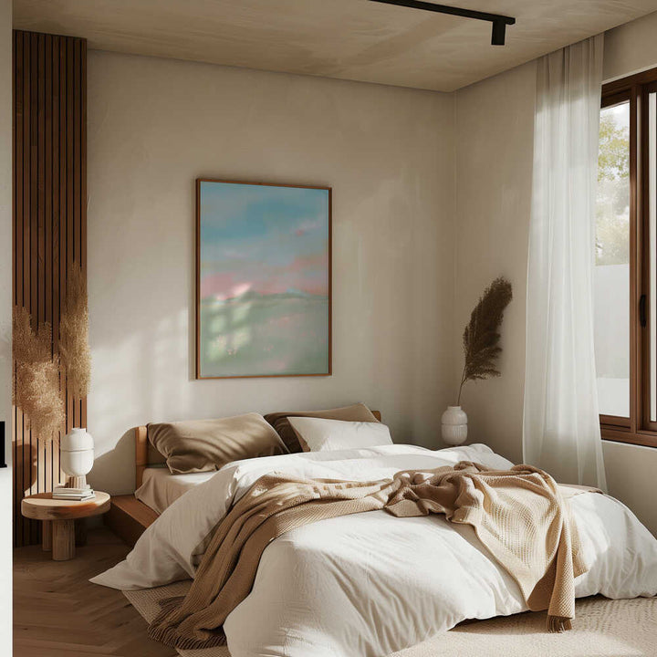 Dreamy Pastel Meadow - Stretched Canvas Poster or Fine Art Print