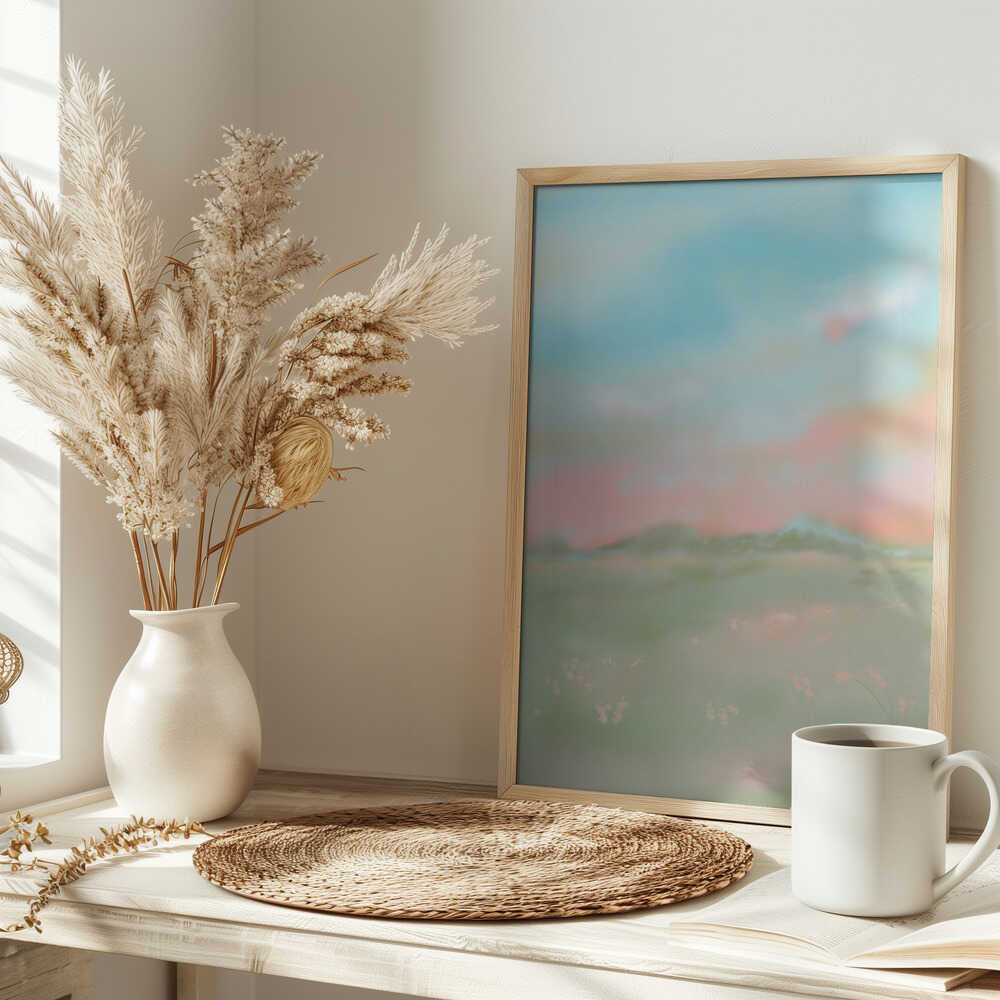 Dreamy Pastel Meadow - Stretched Canvas Poster or Fine Art Print