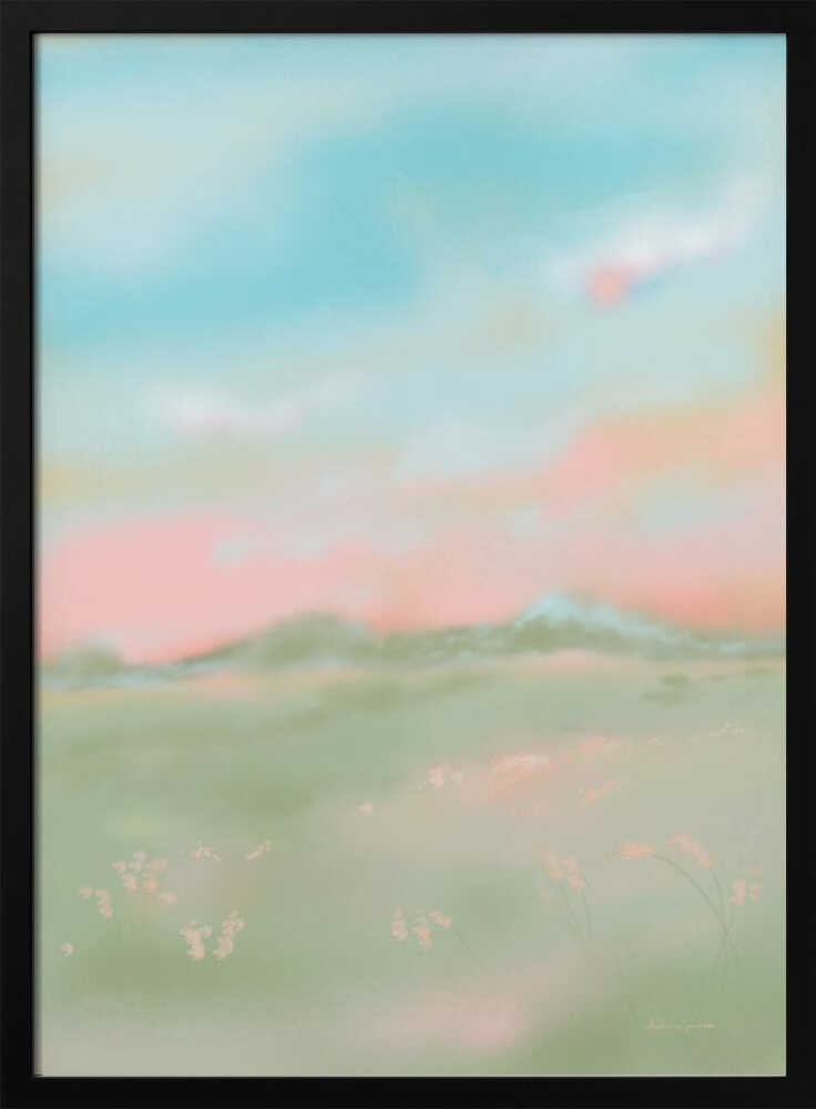 Dreamy Pastel Meadow - Stretched Canvas Poster or Fine Art Print