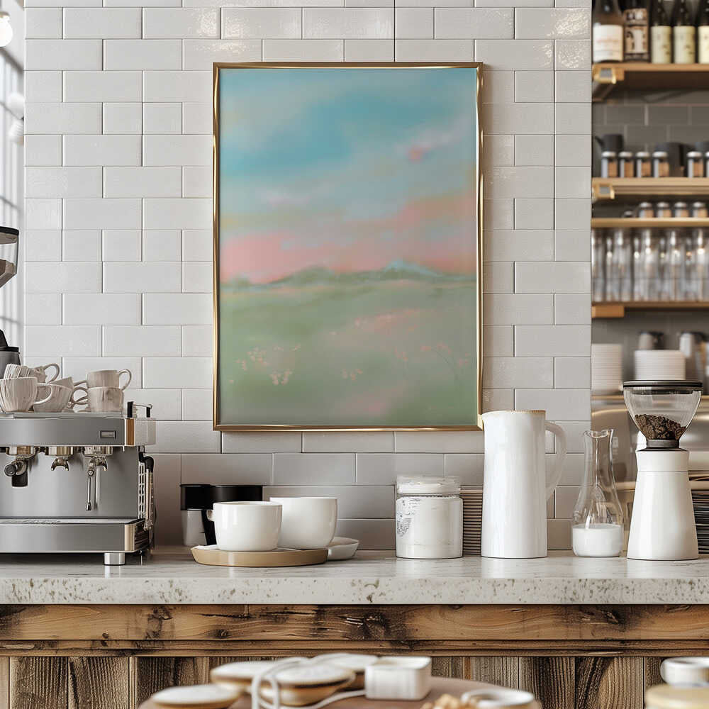 Dreamy Pastel Meadow - Stretched Canvas Poster or Fine Art Print