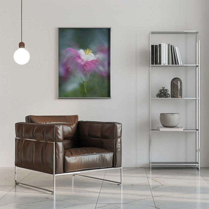 Dreamy Pink Columbine - Floral Photographic Stretched Canvas Poster or Fine Art Print