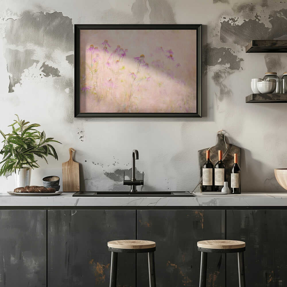 Dreamy Pink Coneflowers - Floral Photographic Stretched Canvas Poster or Fine Art Print