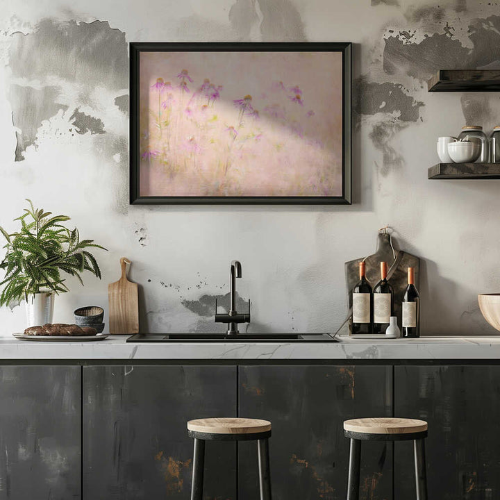 Dreamy Pink Coneflowers - Floral Photographic Stretched Canvas Poster or Fine Art Print
